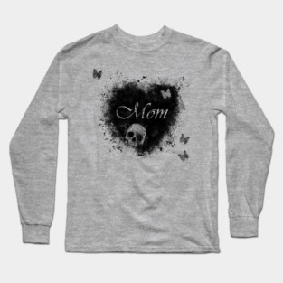 Grungy Gothic Mom, Skull & Butterflies Long Sleeve T-Shirt