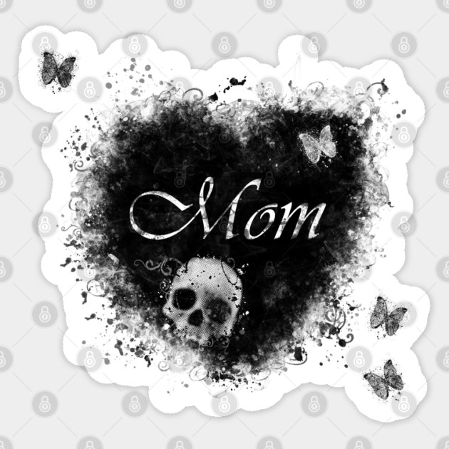 Grungy Gothic Mom, Skull & Butterflies Sticker by HolidayBug