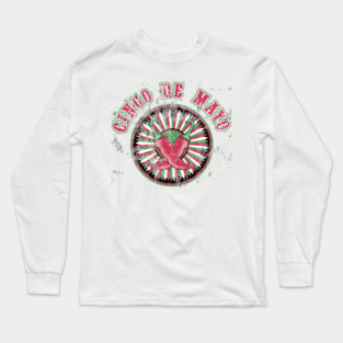 Distressed Cinco de Mayo Logo Peppers Long Sleeve T-Shirt