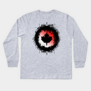 Grunge Canadian Maple Leaf Kids Long Sleeve T-Shirt