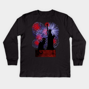 Chat Noir and July 4th Kids Long Sleeve T-Shirt