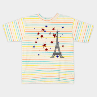 Eiffel Tower with Stars Kids T-Shirt
