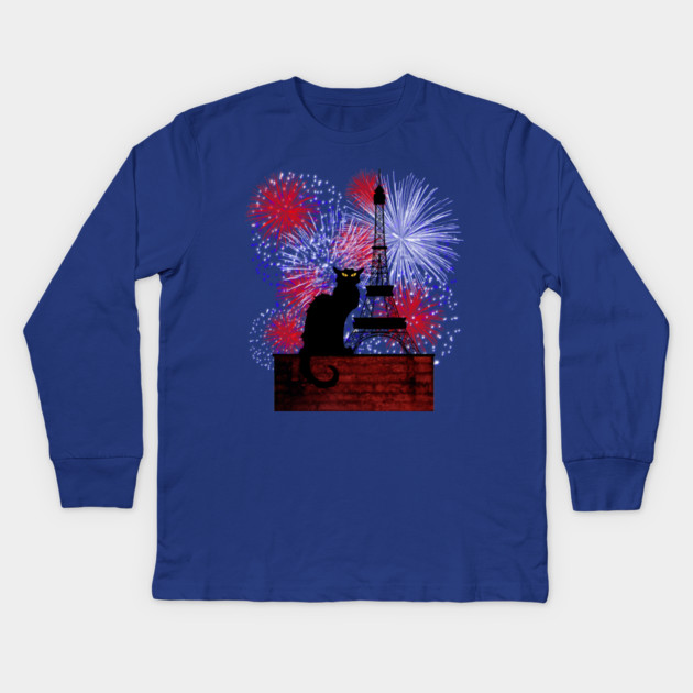 Chat Noir Bastille Day Kids Long Sleeve T-Shirt by HolidayBug