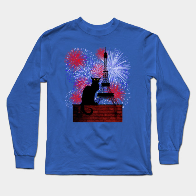 Chat Noir Bastille Day Long Sleeve T-Shirt by HolidayBug