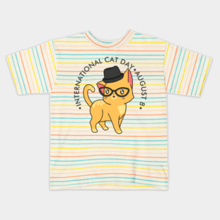 International Cat Day, hipster cat Kids T-Shirt