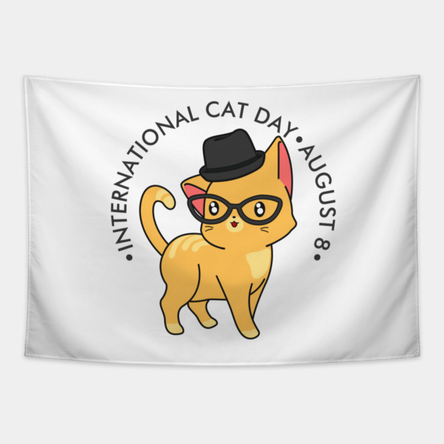 International Cat Day, hipster cat Tapestry by HolidayBug