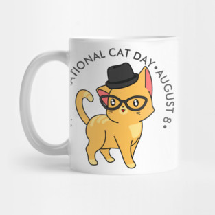 International Cat Day, hipster cat Mug
