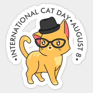 International Cat Day, hipster cat Sticker