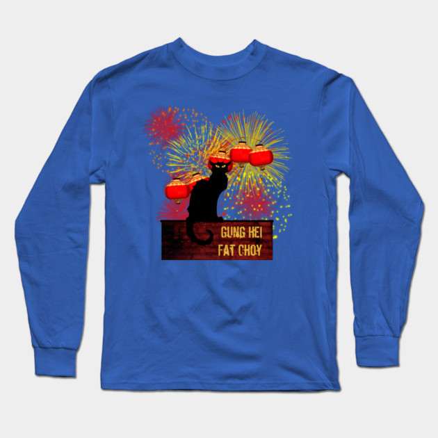 Chat Noir Chinese New Year Long Sleeve T-Shirt by HolidayBug