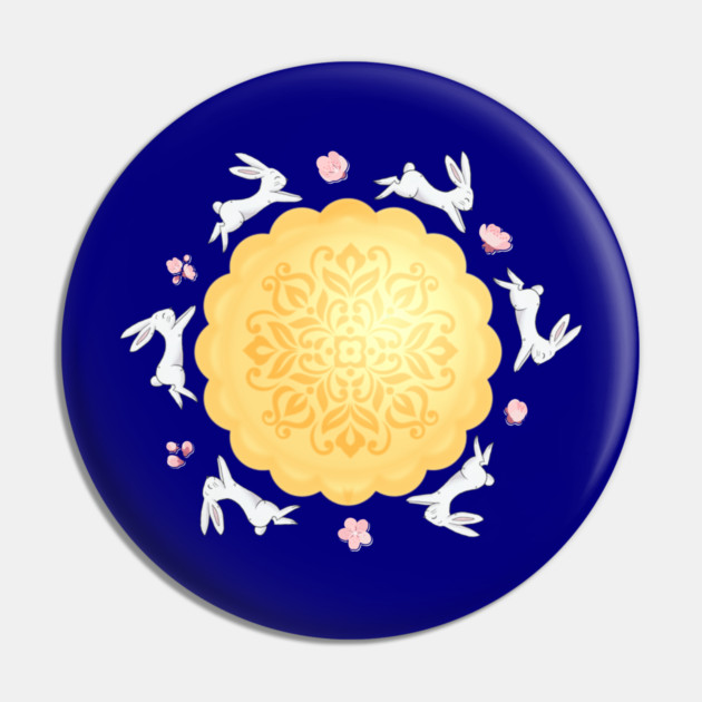 Mooncake and Rabbits Moon Pin by HolidayBug