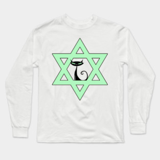 Jewish Kitty Cat Star of David Long Sleeve T-Shirt