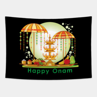 Happy Onam Umbrellas Tapestry
