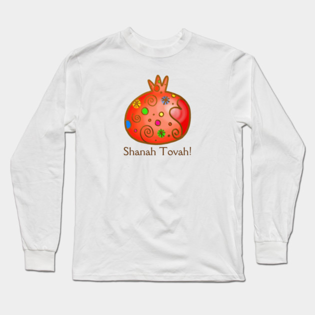 Shanah Tovah Festive Pomegranate Long Sleeve T-Shirt by HolidayBug