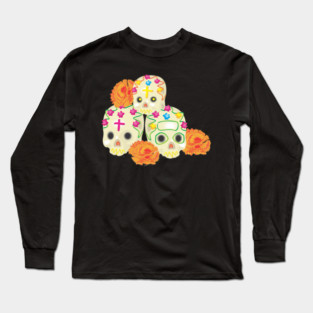 Day of the Dead Sugar Skulls and Marigolds Long Sleeve T-Shirt