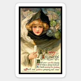 Vintage Girl with Candles Girl and Goblins Sticker