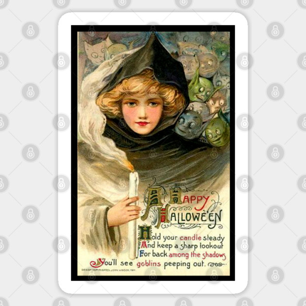 Vintage Girl with Candles Girl and Goblins Sticker by HolidayBug