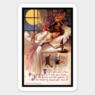 Vintage Halloween Time Faeries Sleeping Girl Sticker