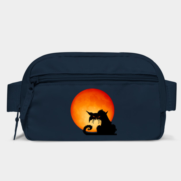 Black Cat Orange Moon by HolidayBug
