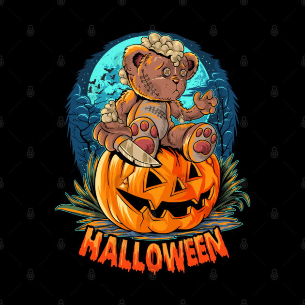 Killer Teddy Bear Halloween Jack-o-lantern by HolidayBug