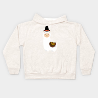 Cute Thanksgiving Llama Kids Hoodie