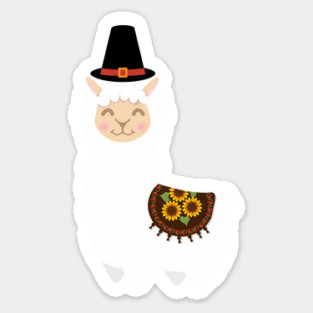 Cute Thanksgiving Llama Sticker