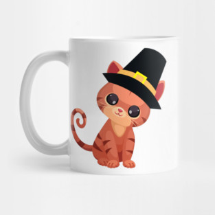 Thanksgiving Pilgrim Cat Mug