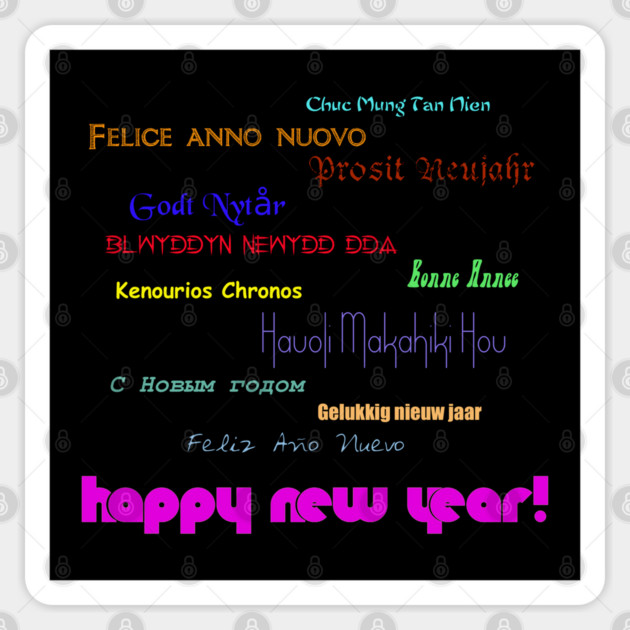 Happy New Year in Many Languages Sticker by HolidayBug