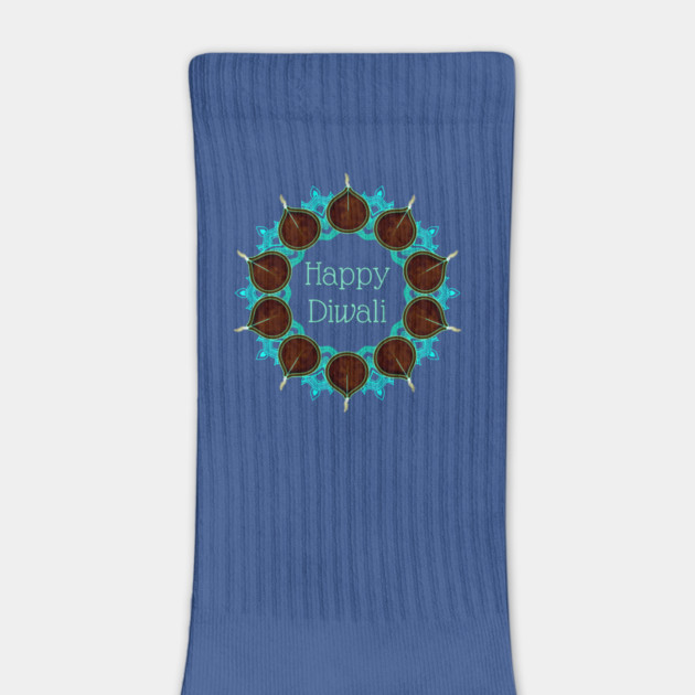 Diwali Turquoise Mandala with Deepas by HolidayBug