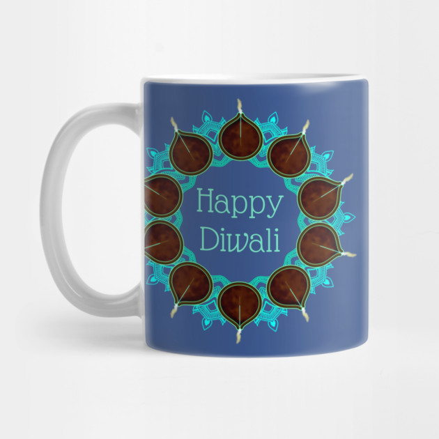 Diwali Turquoise Mandala with Deepas by HolidayBug