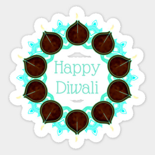 Diwali Turquoise Mandala with Deepas Sticker