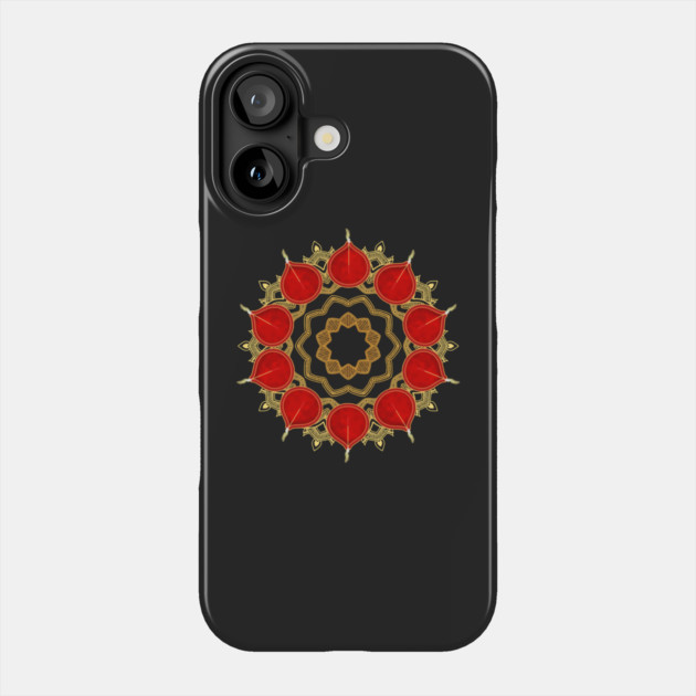Diwali Burnt Orange Diyas on Gold Mandala Phone Case by HolidayBug