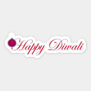 Elegant Purple Diya Happy Diwali Sticker
