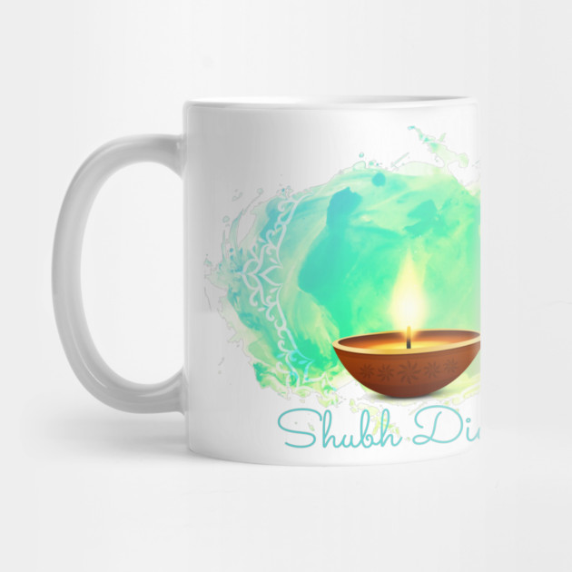 Diya Diwali Green Watercolor by HolidayBug