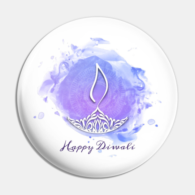 Purple Watercolor Diwali Deepa Pin by HolidayBug