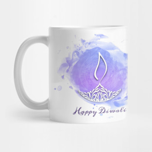 Purple Watercolor Diwali Deepa Mug