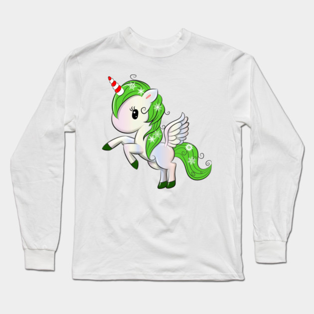 Christmas Unicorn Pegasus Long Sleeve T-Shirt by HolidayBug