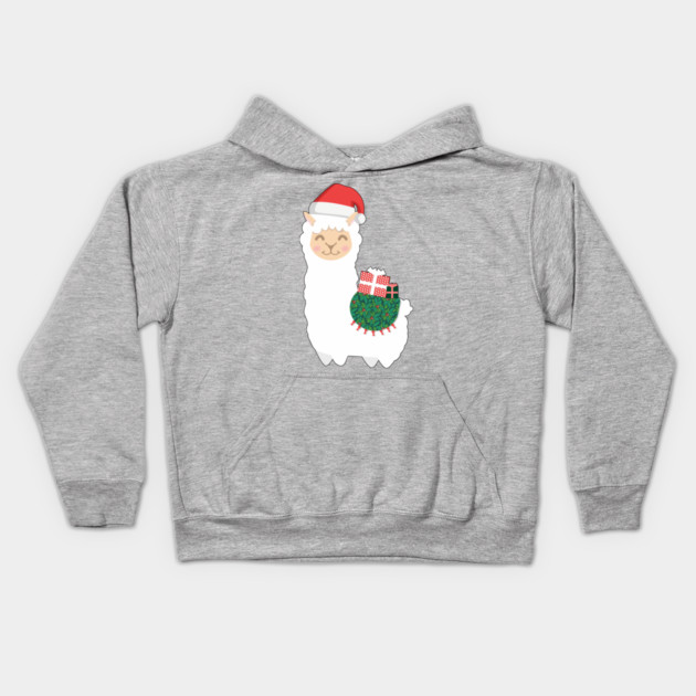 Cute Christmas Llama Kids Hoodie by HolidayBug