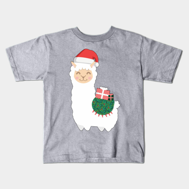 Cute Christmas Llama Kids T-Shirt by HolidayBug