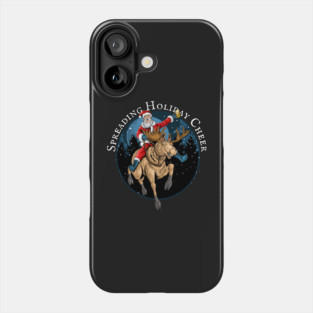 Santa Riding Moose Drinking Beer, spreading cheer Phone Case