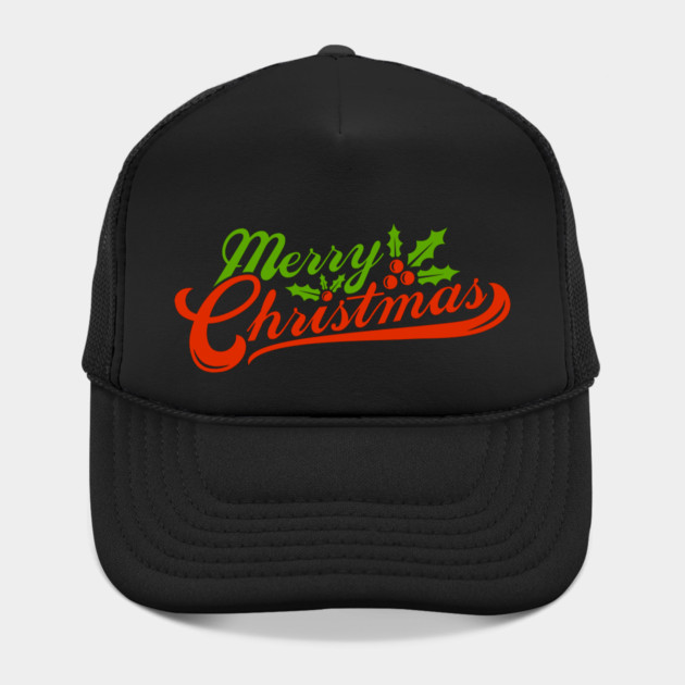 Retro Merry Christmas Typography Holly by HolidayBug