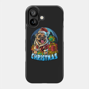 Graphic Illustration Christmas Pug Phone Case