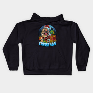 Graphic Illustration Christmas Pug Kids Hoodie