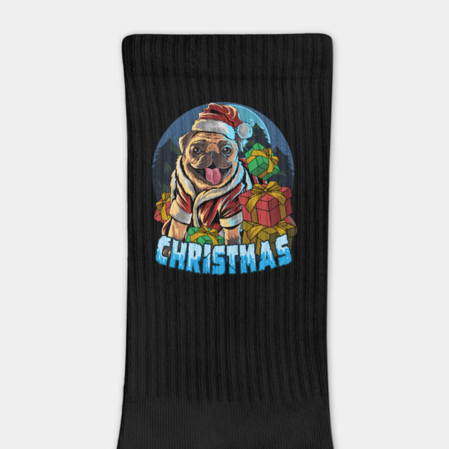 Graphic Illustration Christmas Pug by HolidayBug