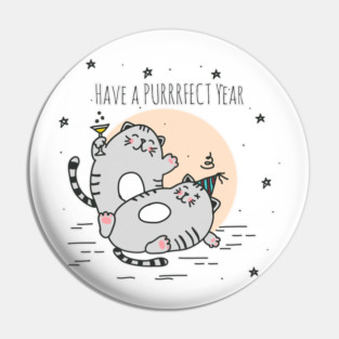 Party Fat Cats New Years Eve Pin