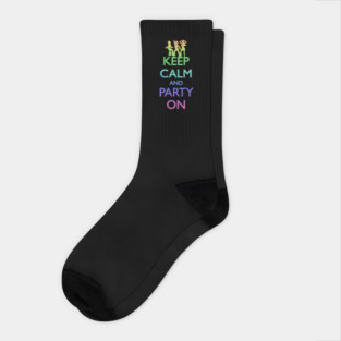 KEEP CALM AND PARTY ON, Rainbow Tinsel Socks