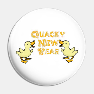 Quacky New Year Yellow Ducks Pin