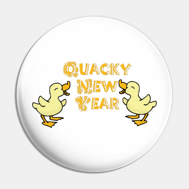 Quacky New Year Yellow Ducks Pin by HolidayBug