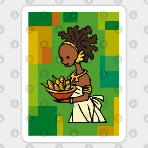 African Woman with bowl of corn Sticker by HolidayBug