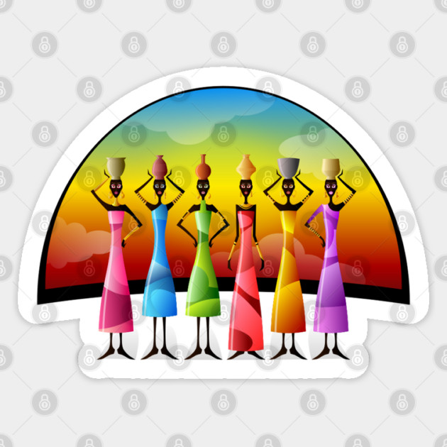 African Women in Colorful Dress Sticker by HolidayBug