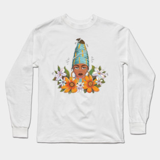 Beautiful African Woman with Flowers Long Sleeve T-Shirt